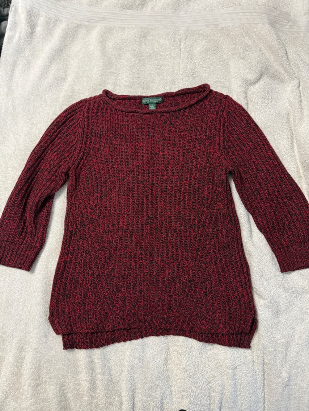 Women's Red/Black Scoop Neck Knit Pullover Sweater